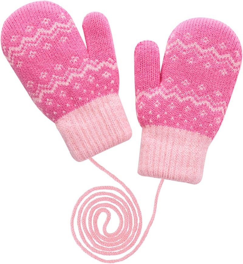Eohak Winter Warm Knit Mittens for Girls Boys Wool Fleece Lined Mittens for 3-5 Years - Image 1
